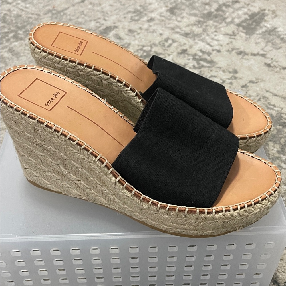 Dolce Vita Black Espadrille Slides